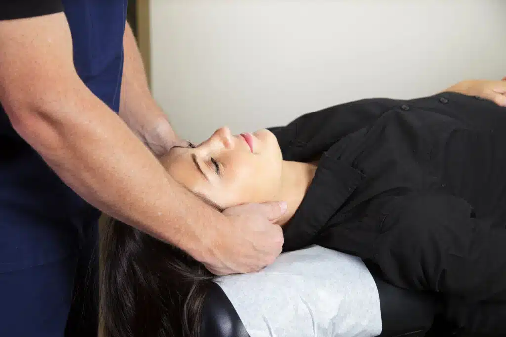 A patient receiving chiropractic treatment